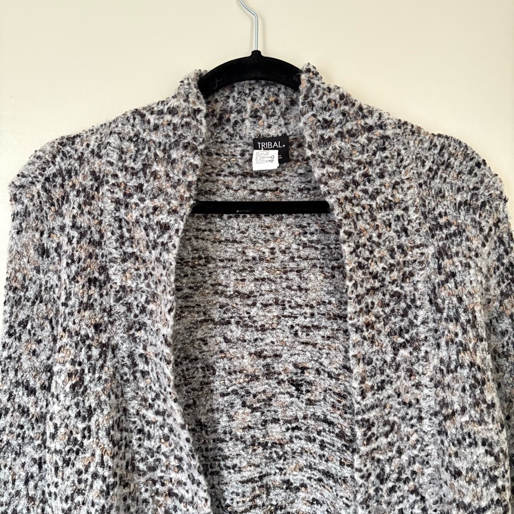 Tribal Marled Gray Cardigan Sweater Size Large - Picture 6 of 14